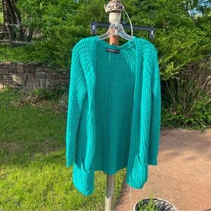 Turquoise Knit Cardigan Sweater